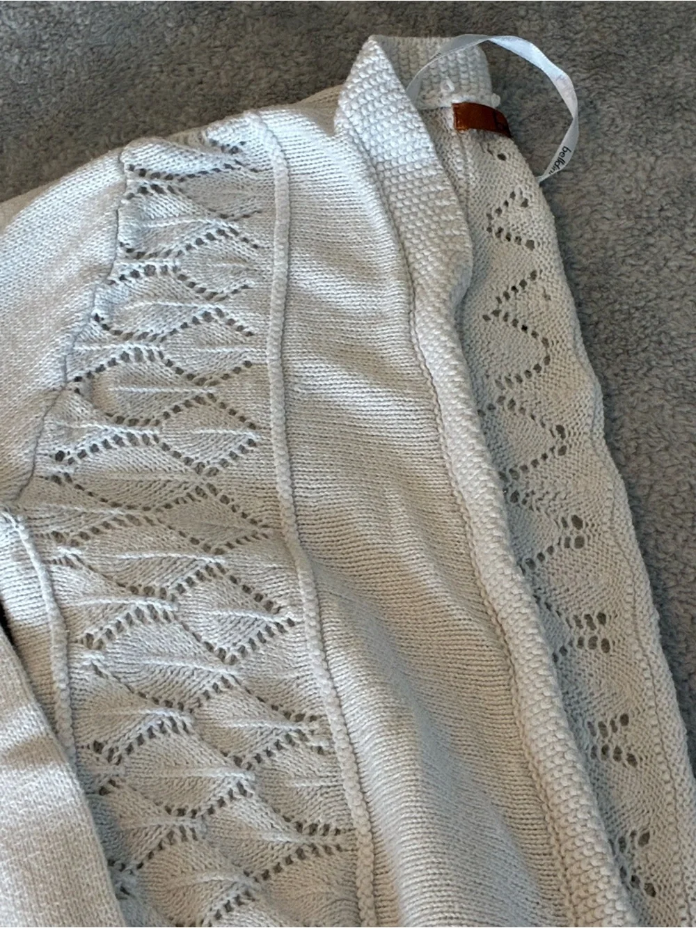 Women’s Belldini Brand White Long Length Open-Front Knit Cardigan Sweater